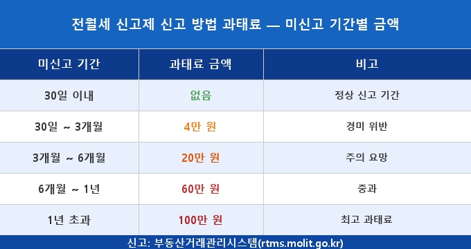 전월세 신고제 신고 방법 과태료 비교 분석