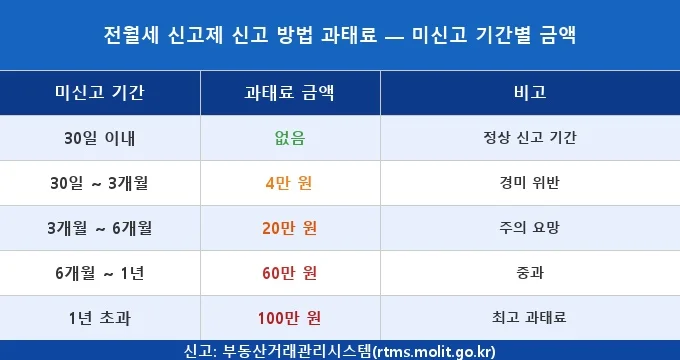 전월세 신고제 신고 방법 과태료 비교 분석