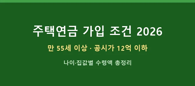 주택연금 가입 조건 핵심 요약