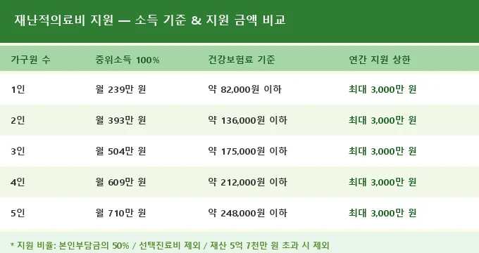 재난적의료비 지원 비교 분석